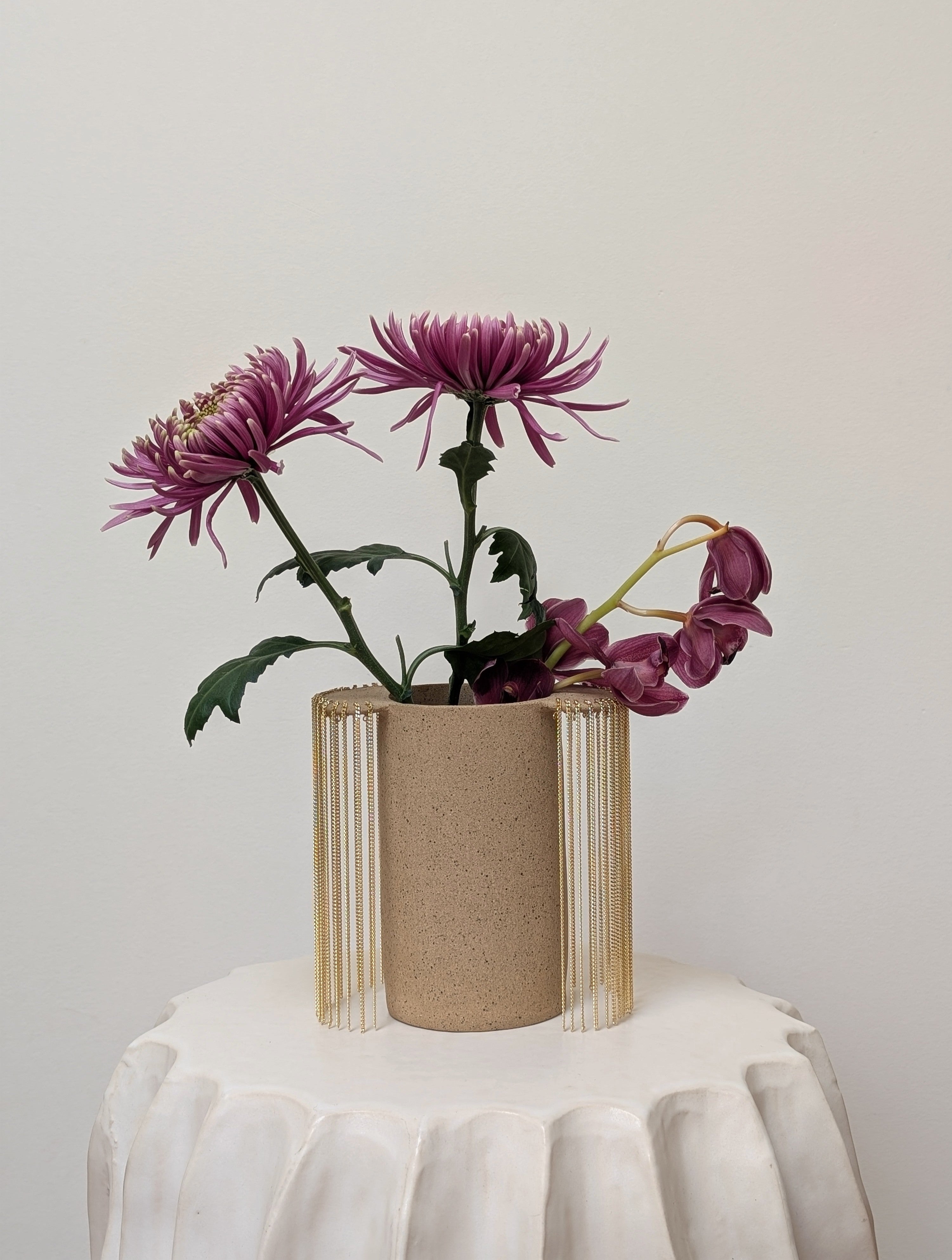 Golden Veil Ceramic Vase
