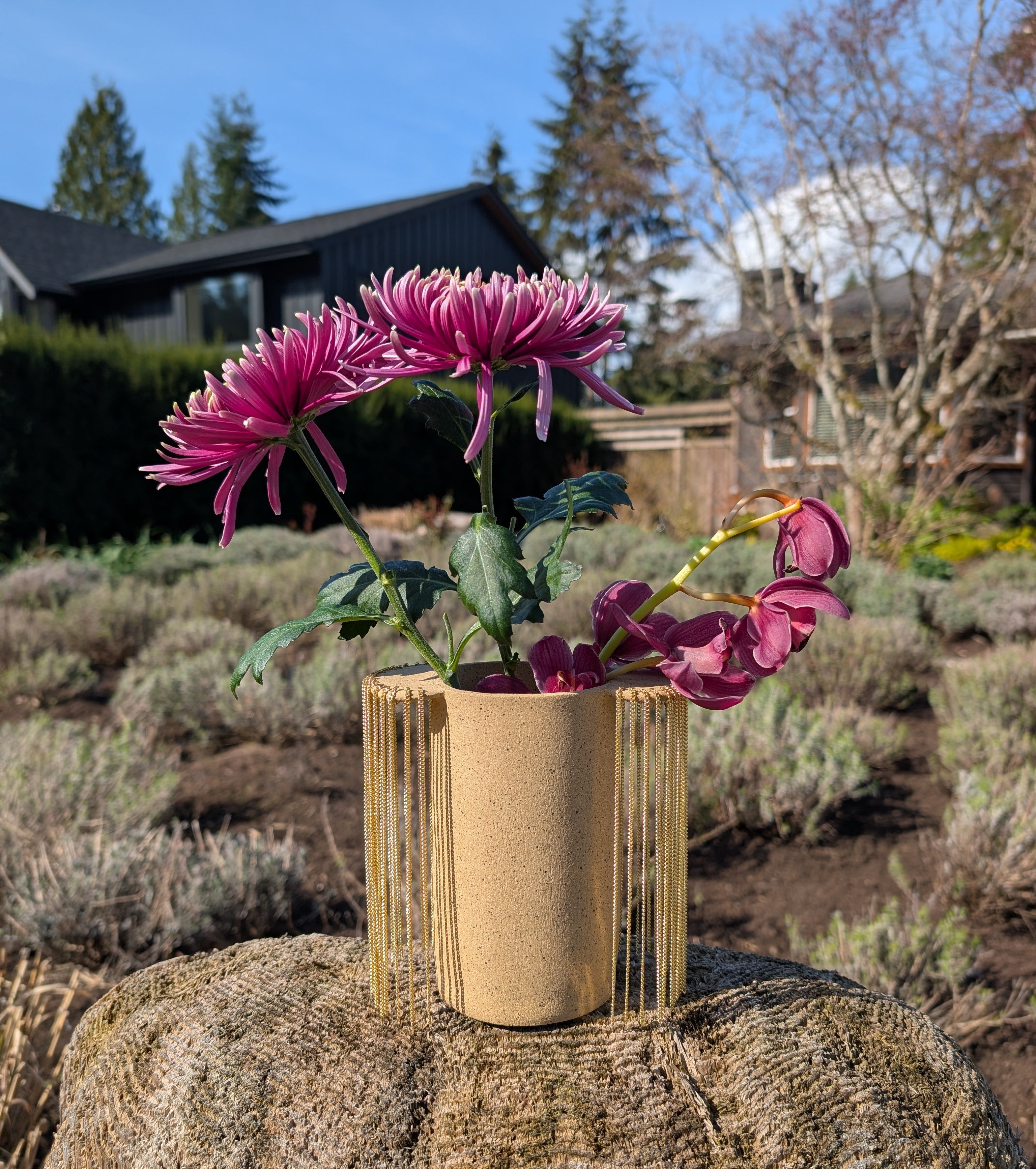 Golden Veil Ceramic Vase