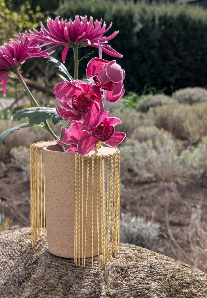 Golden Veil Ceramic Vase