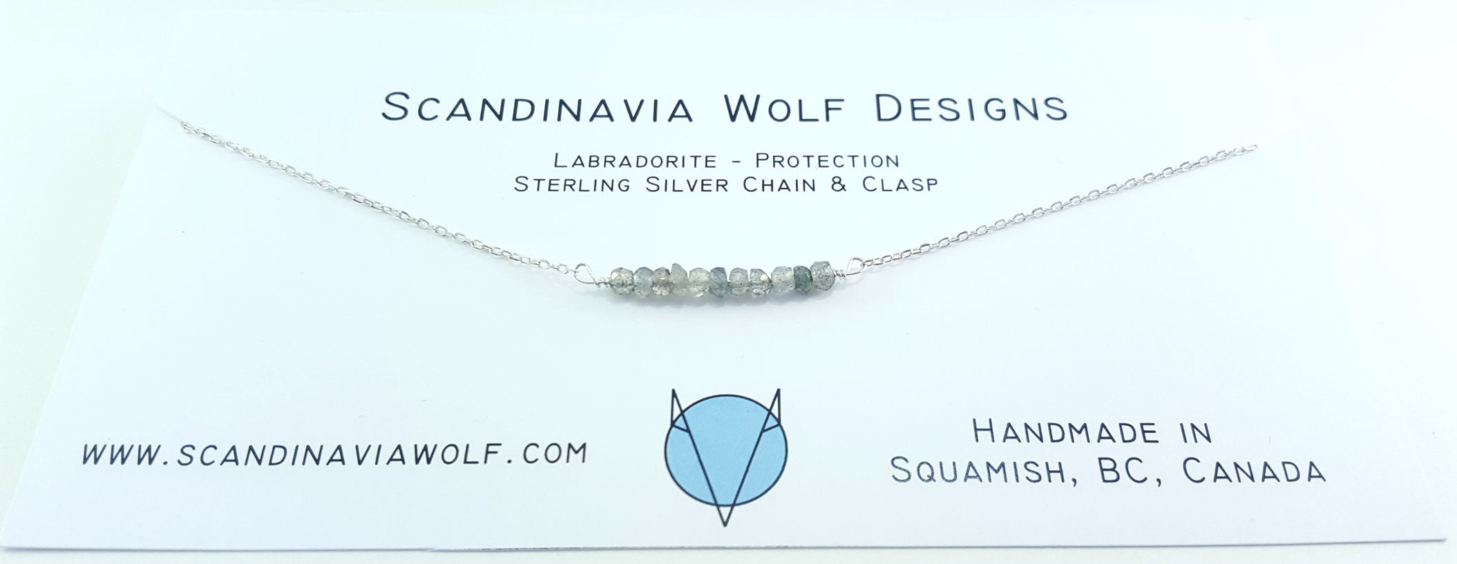 Labradorite Gem Bar Silver Necklace