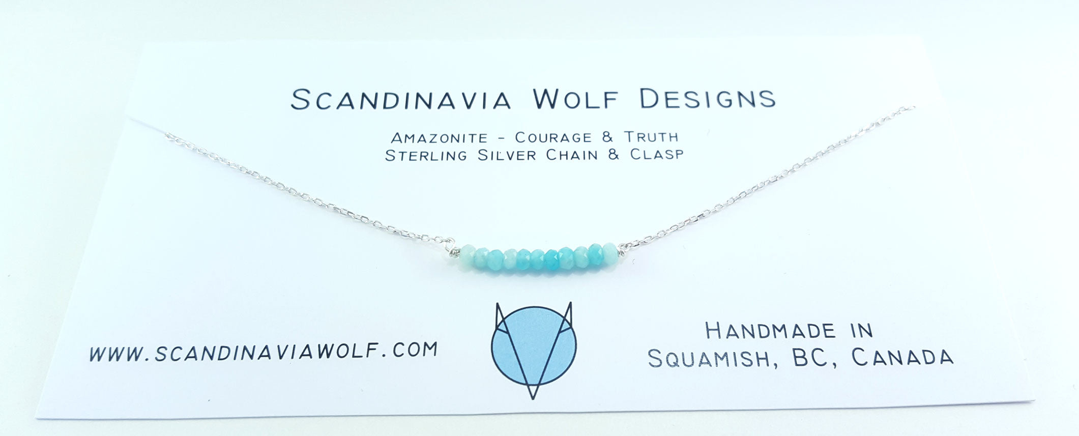 Amazonite Gem Bar Silver Necklace