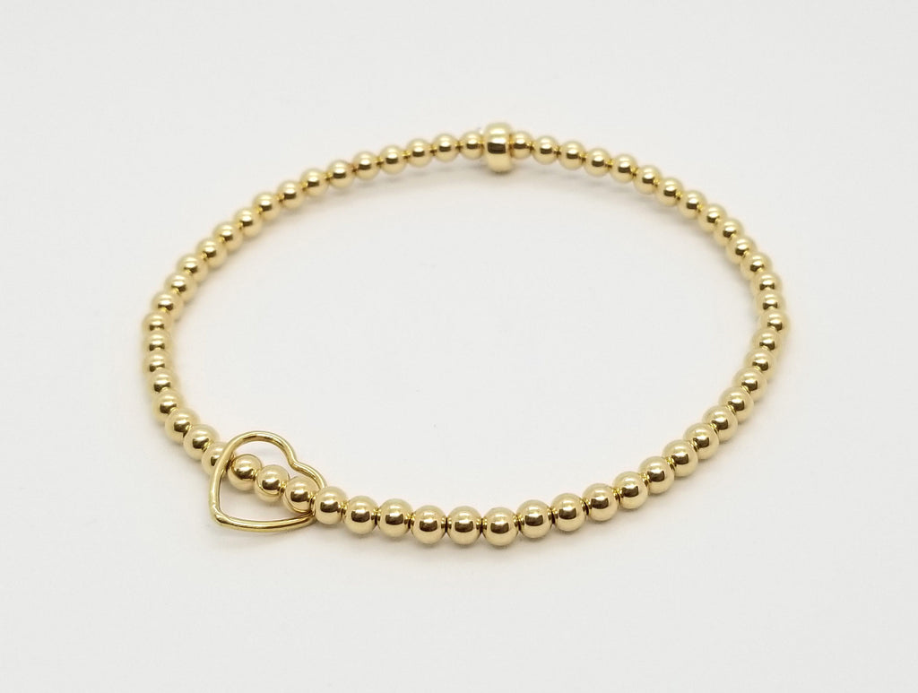 3mm Gold Floating Gold Heart Bracelet