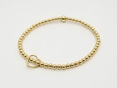 3mm Gold Floating Gold Heart Bracelet