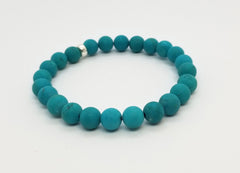 8mm Tibetan Turquoise Silver Bracelet