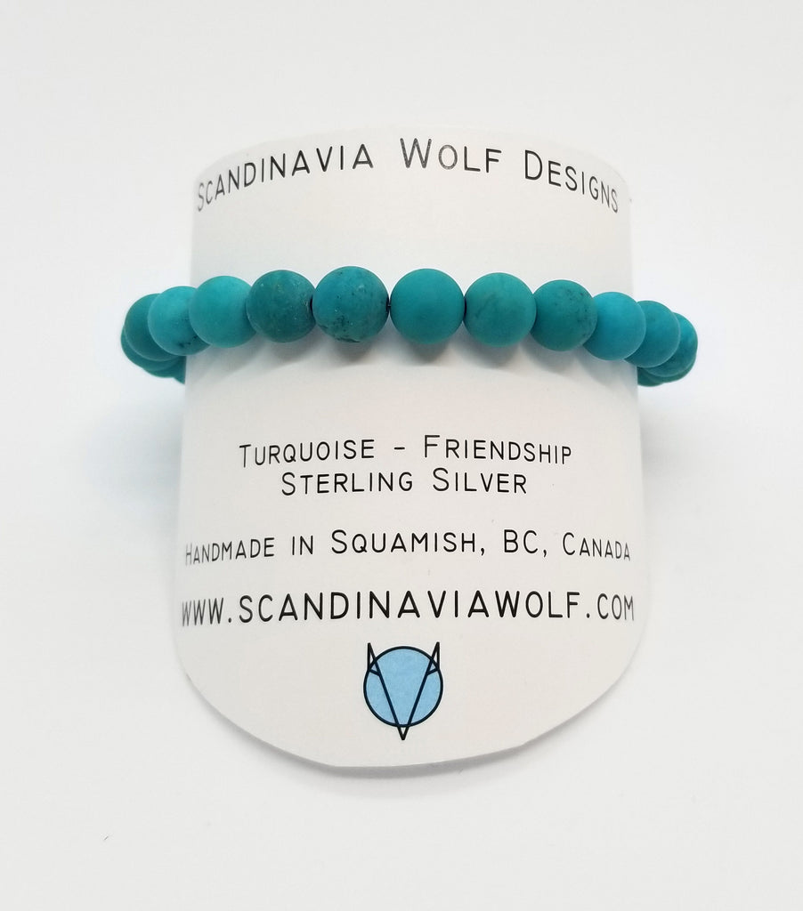 8mm Tibetan Turquoise Silver Bracelet
