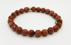 8mm Goldstone Floating Gold Heart Bracelet