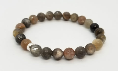 8mm Grey and Chocolate Moonstone Bracelet