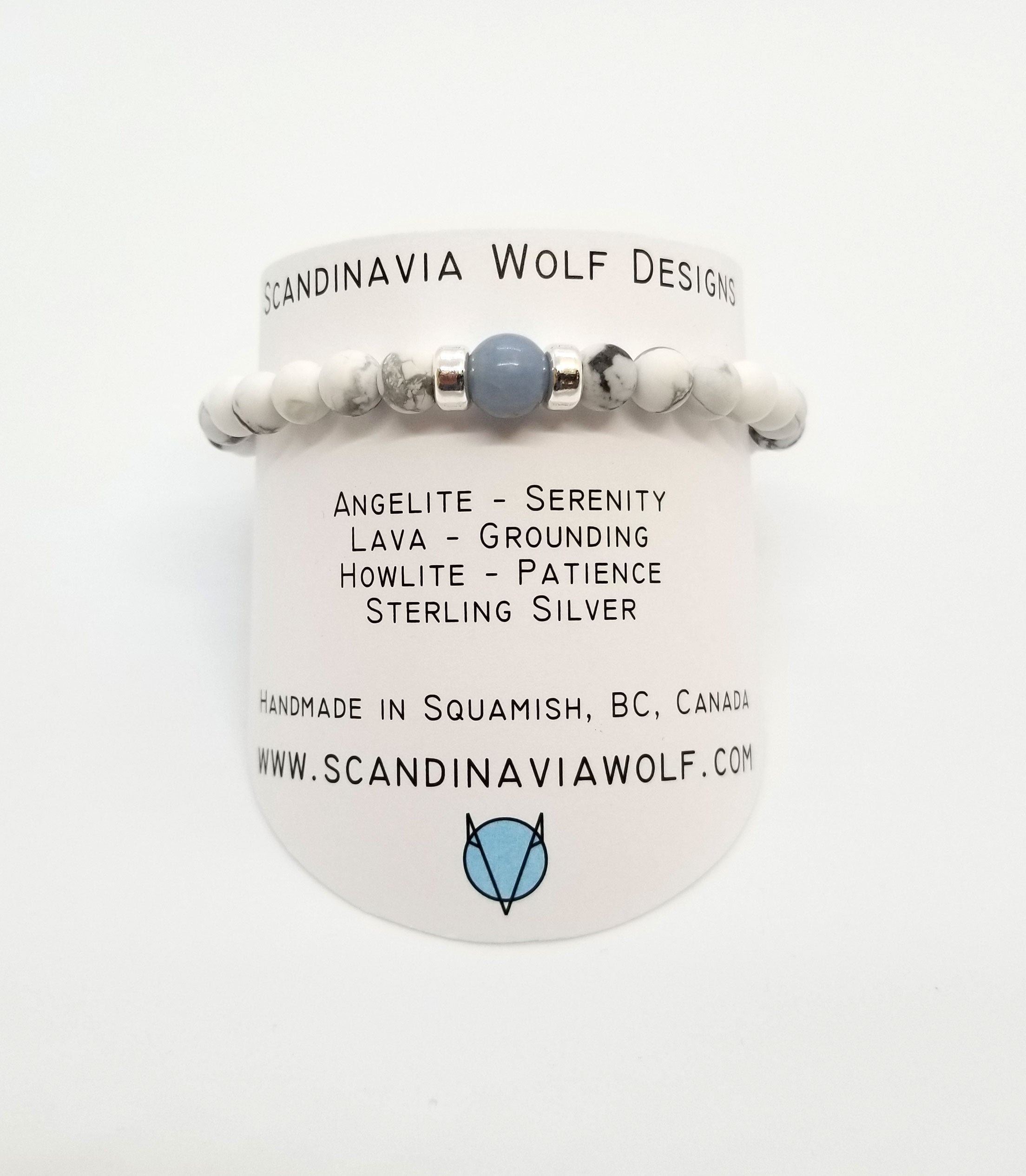Angelite, Lava, Howlite, Silver Combo Bracelet