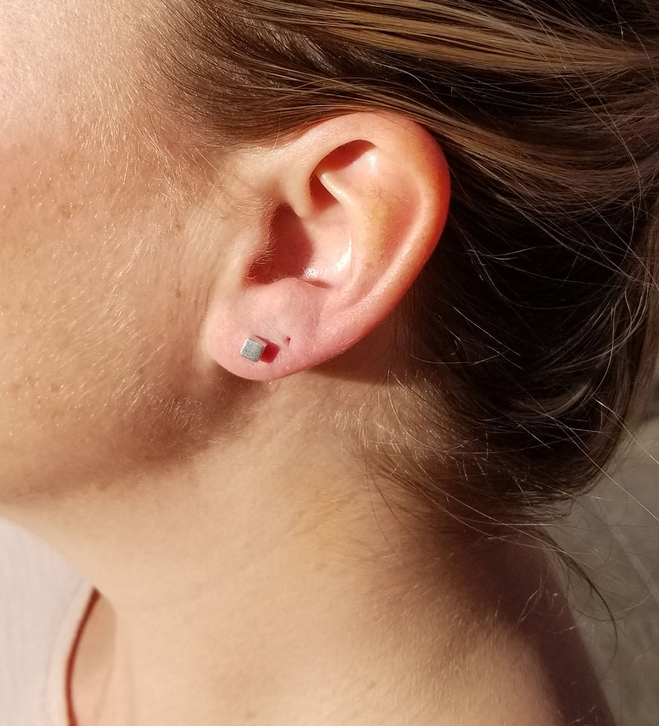 The Sarah - Silver Cube Stud Earrings- SOLD OUT