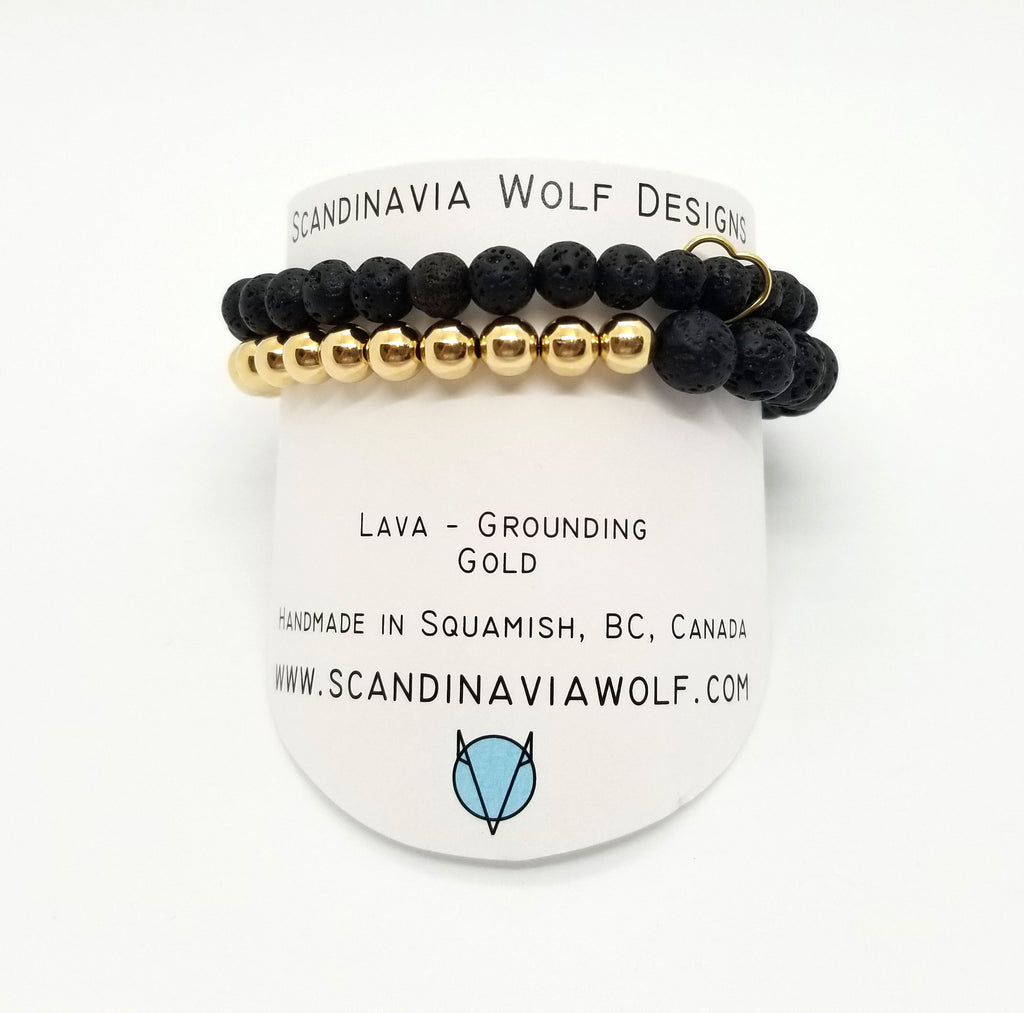 6mm-8mm Lava Gold Bracelet 2 Stack