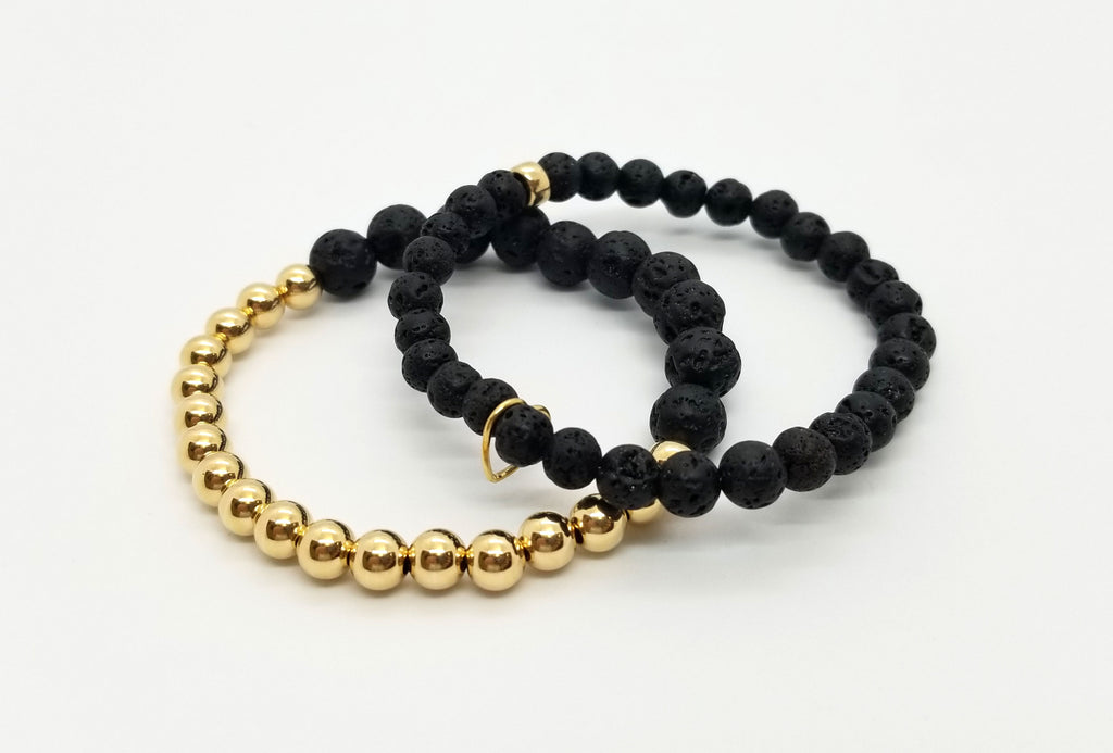 6mm-8mm Lava Gold Bracelet 2 Stack