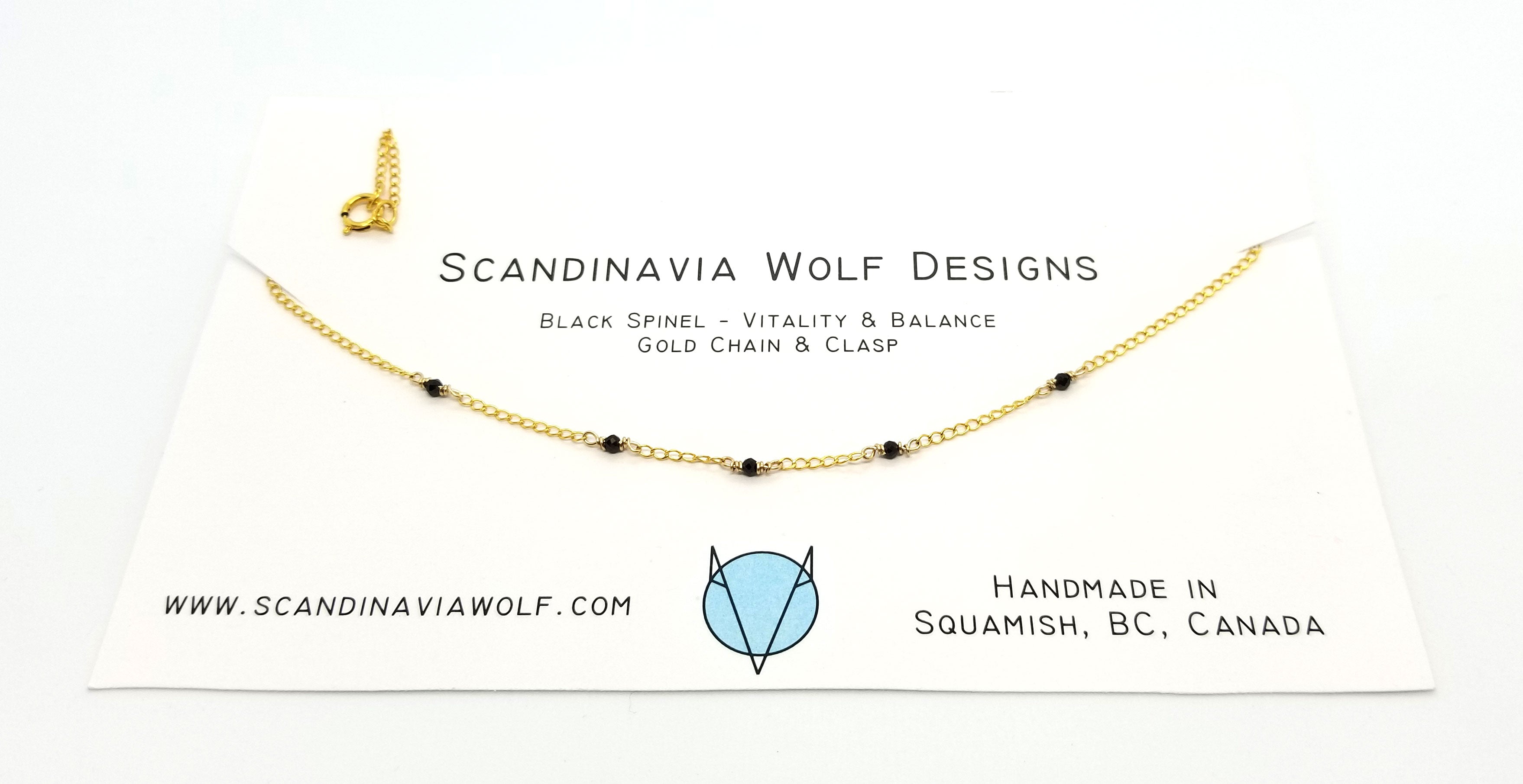 Black Spinel Dispersed Mini Gem Gold Chain