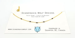 Black Spinel Dispersed Mini Gem Gold Chain