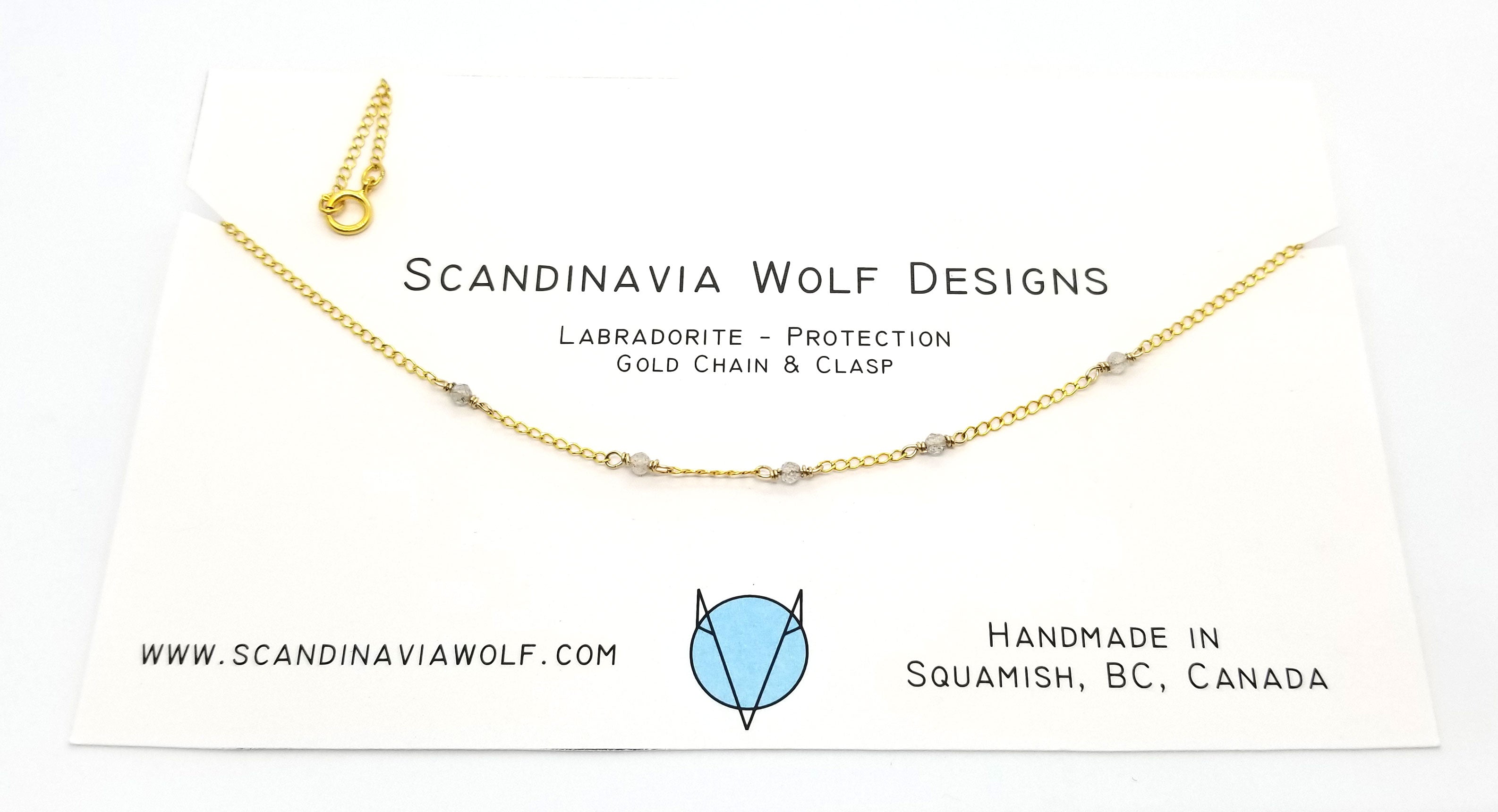 Labradorite Dispersed Mini Gem Gold Chain Necklace