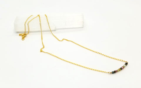 Tourmaline Gem Bar Gold Necklace