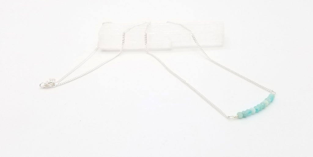 Amazonite Gem Bar Silver Necklace