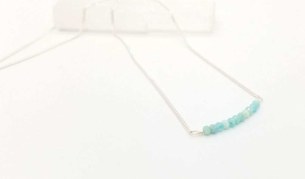Amazonite Gem Bar Silver Necklace