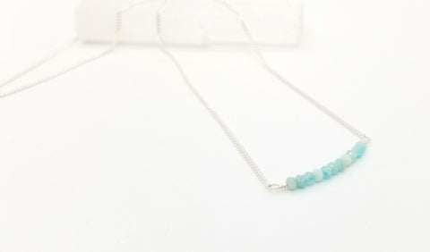Amazonite Gem Bar Silver Necklace