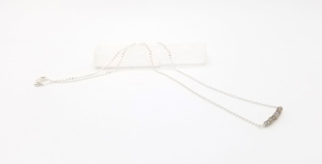 Labradorite Gem Bar Silver Necklace