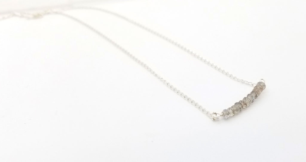 Labradorite Gem Bar Silver Necklace