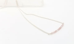 Strawberry Quartz Gem Bar Silver Necklace