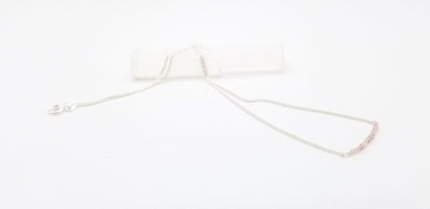 Strawberry Quartz Gem Bar Silver Necklace