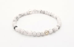 4mm Matte Howlite Silver Hexagon Bracelet