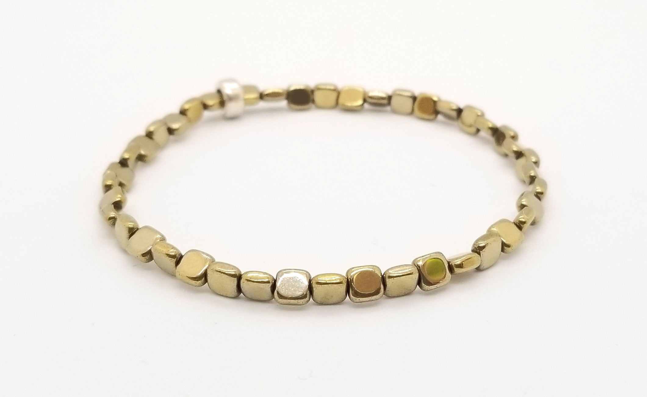 Gold Hematite Skinny Square with Silver Bracelet SOLD OUT
