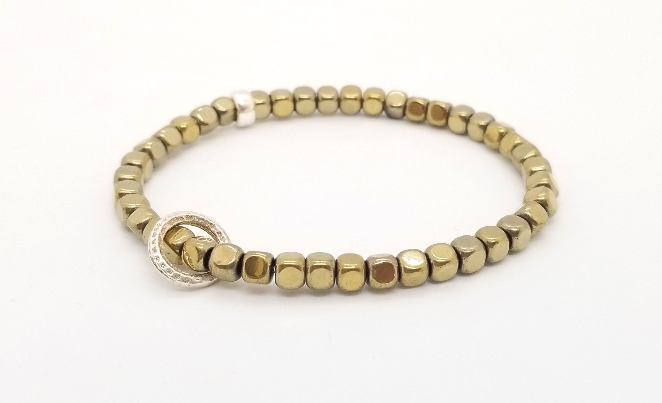 Gold Hematite with Floating Silver Circle Bracelet