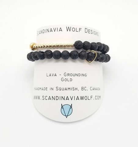 3mm-6mm Lava Gold Bracelet 2 Stack