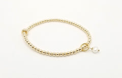 Gold Freshwater Pearl Charm Bracelet