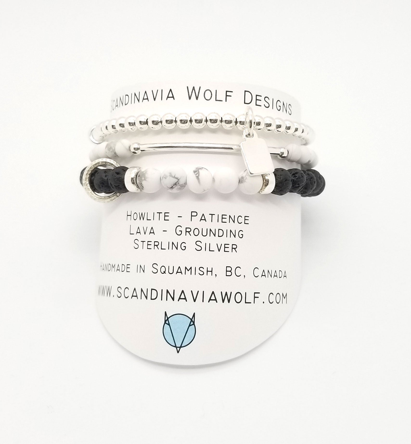 Howlite Lava Silver Bracelet 3 Stack