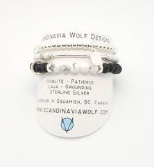 Howlite Lava Silver Bracelet 3 Stack