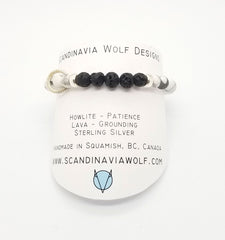 Howlite Lava Floating Silver Circle Bracelet