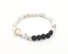 Howlite Lava Floating Silver Circle Bracelet