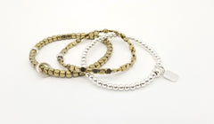 Gold Hematite Silver Bracelet 3 Stack