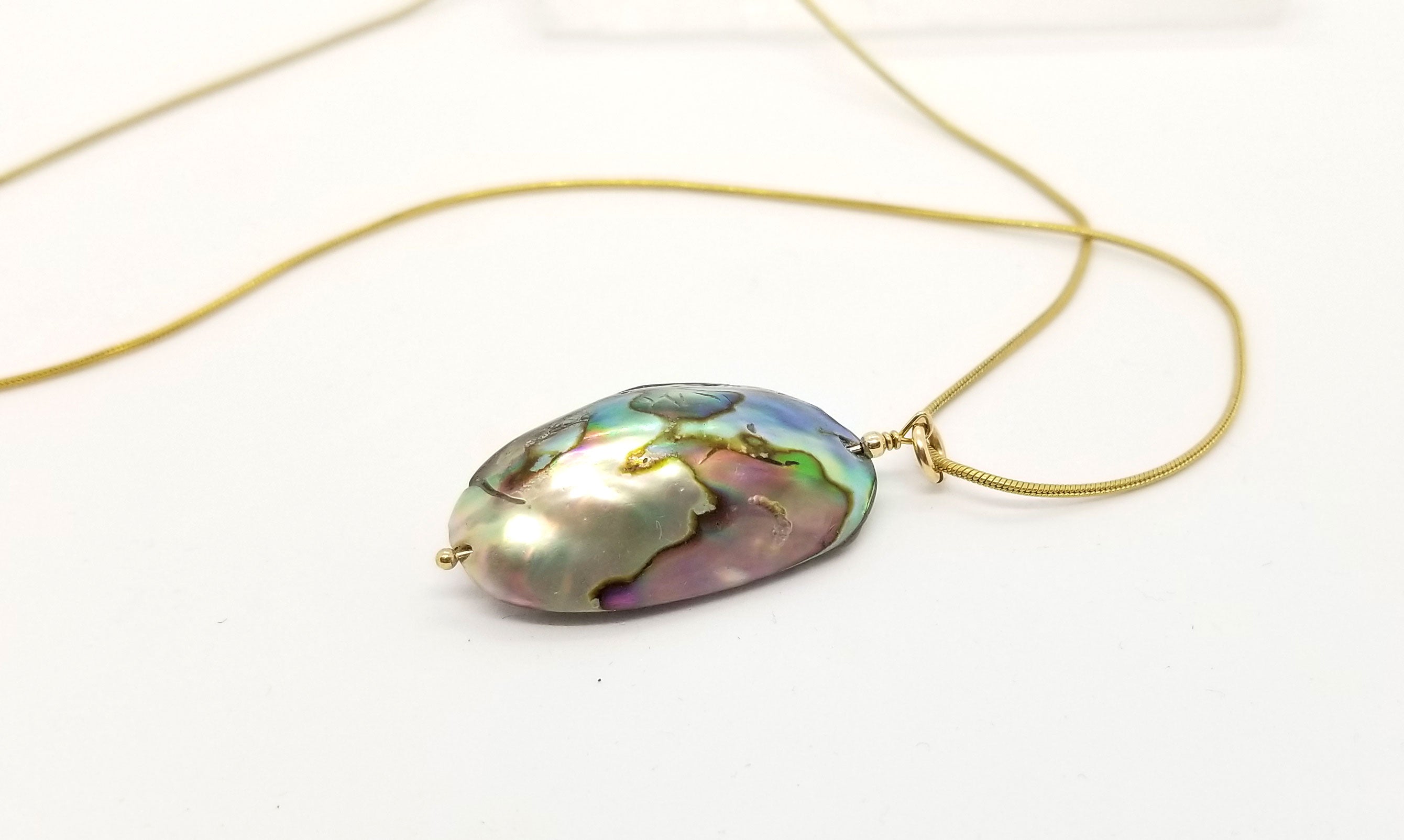 Two Way Abalone Gold Necklace