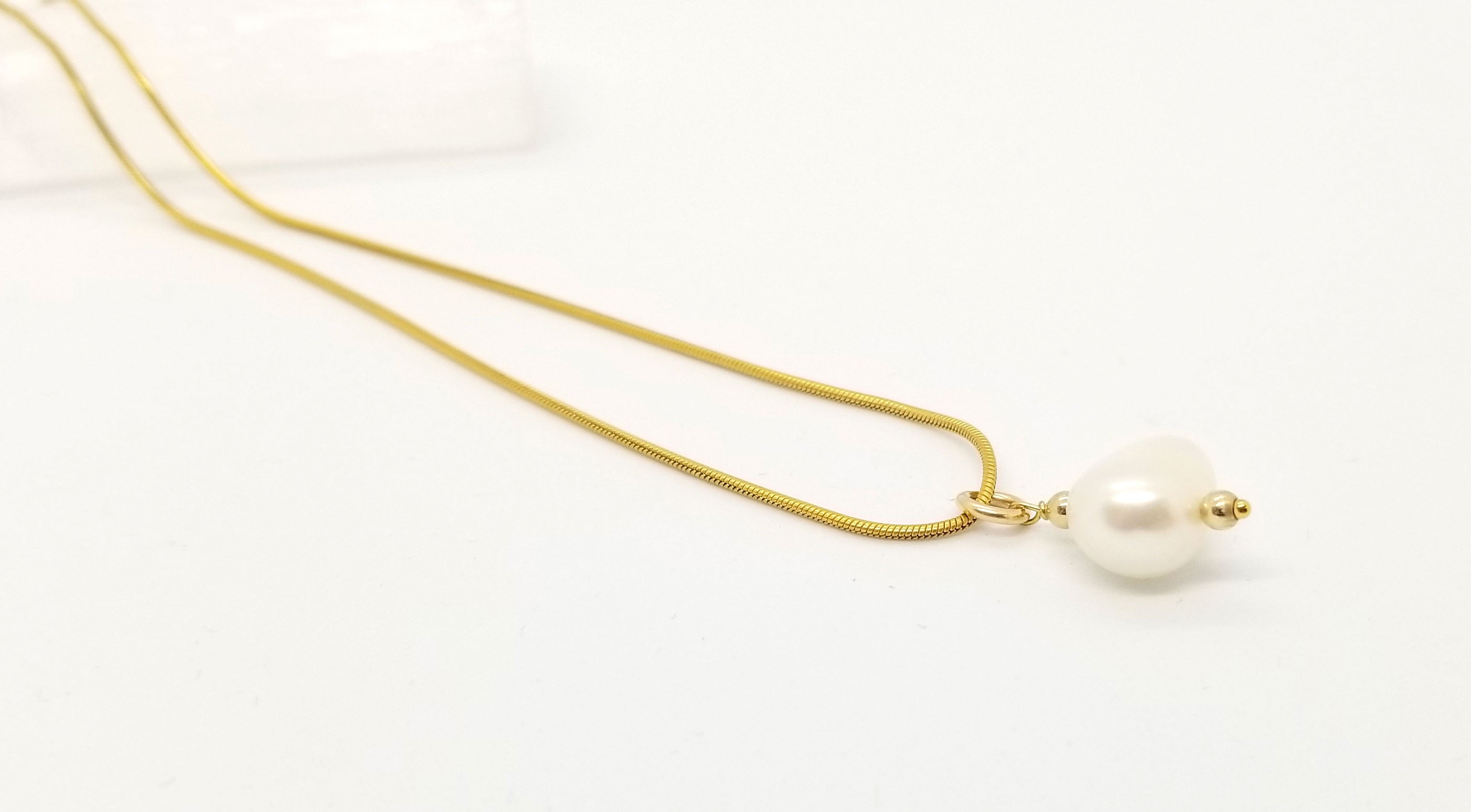 Freshwater Pearl Drop Gold Necklace