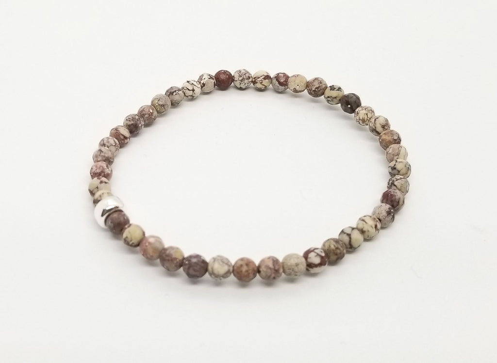 4mm American Jasper Silver Bracelet