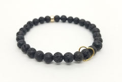 6mm Lava Floating Gold Heart Bracelet