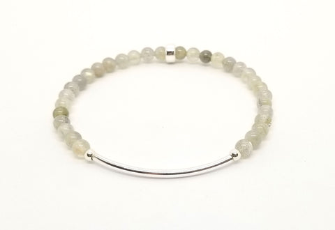 Labradorite Silver Bar Bracelet