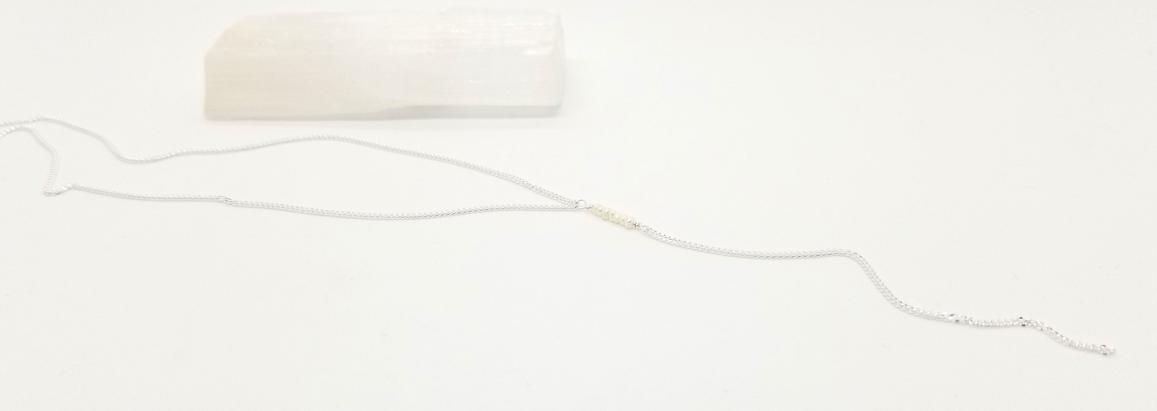 Freshwater Pearl Silver Center Drop Necklace