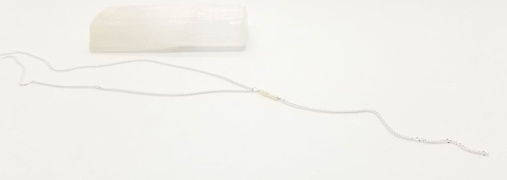 Freshwater Pearl Silver Center Drop Necklace