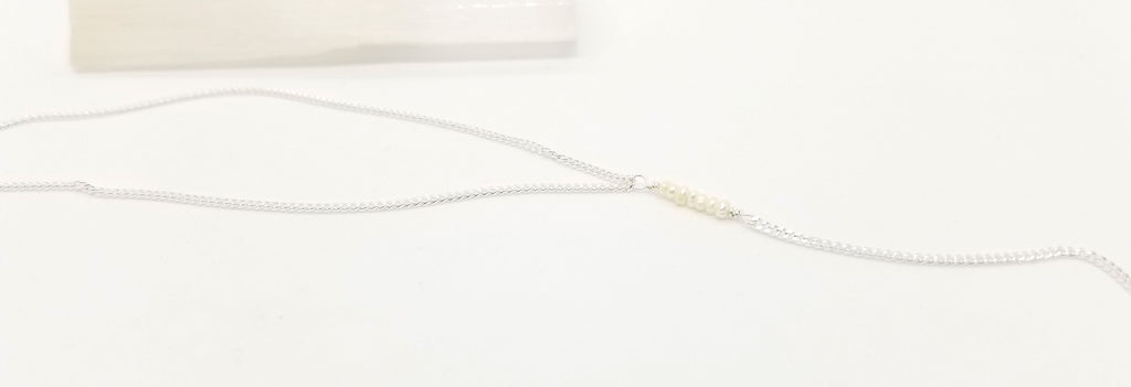 Freshwater Pearl Silver Center Drop Necklace