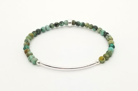 African Turquoise Silver Bar Bracelet