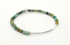 African Turquoise Silver Bar Bracelet