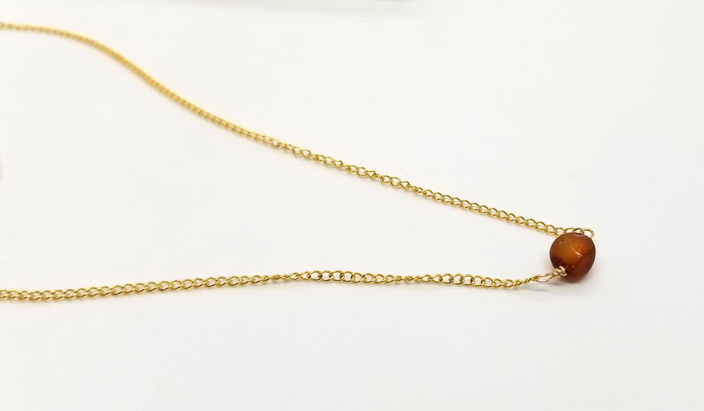 Baltic Amber Nugget Gold Chain Necklace