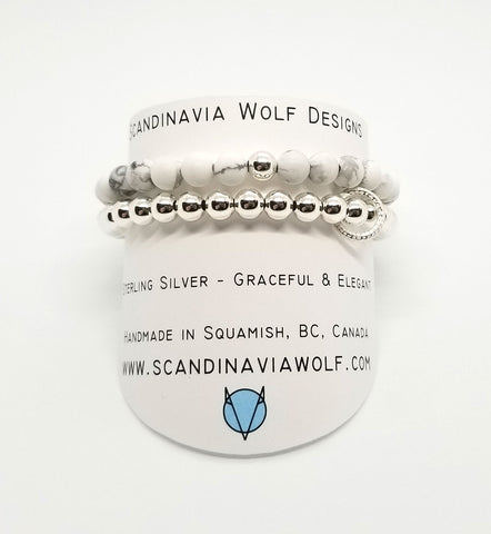 Howlite Silver Bracelet 2 Stack