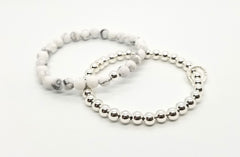 Howlite Silver Bracelet 2 Stack