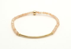 2.5mm Peach Moonstone Gold Bar Bracelet